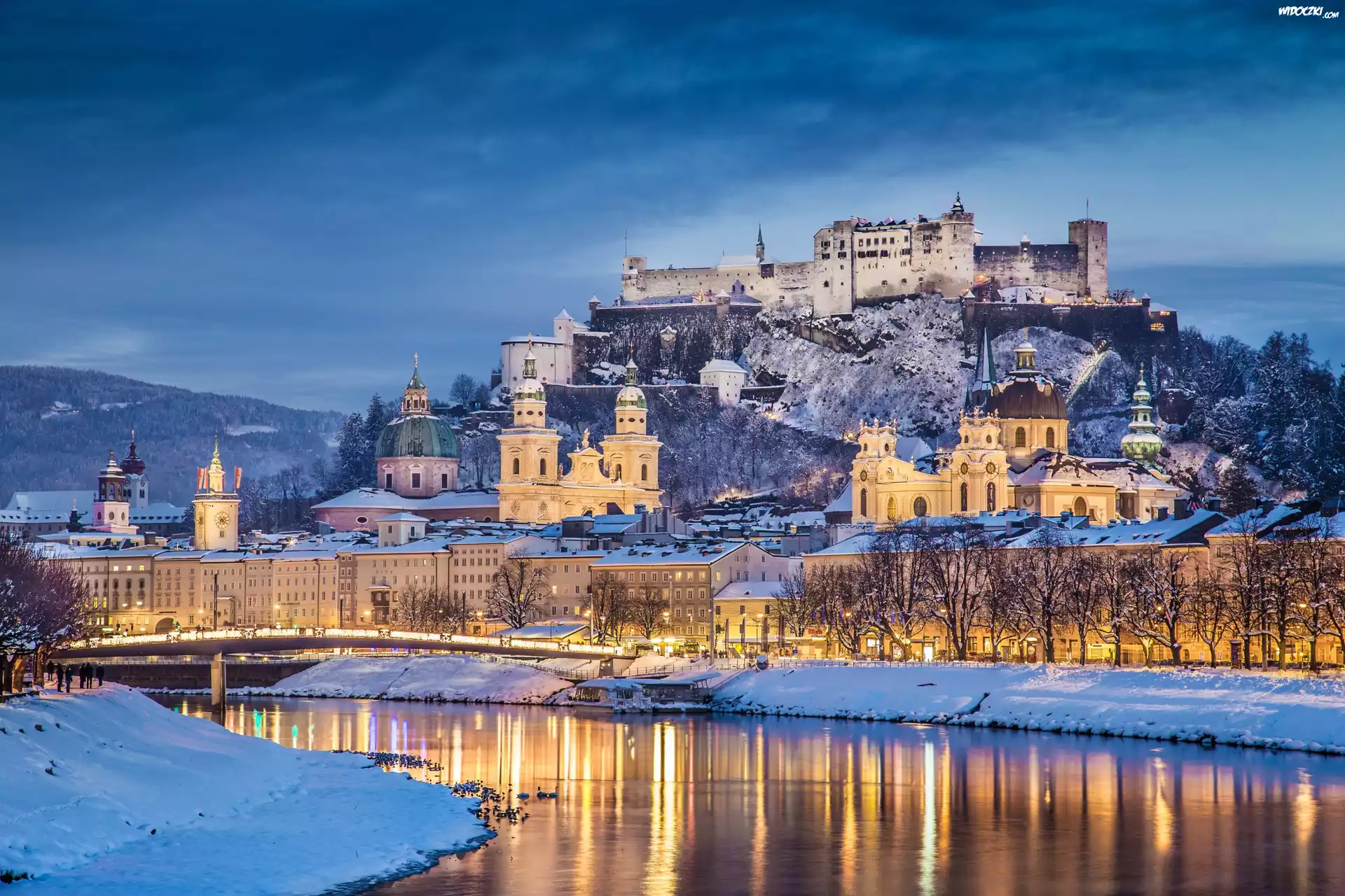 Twierdza Hohensalzburg, Hohensalzburg Castle, Wzgórze Festungsberg, Salzburg, Austria, Rzeka Salzach
