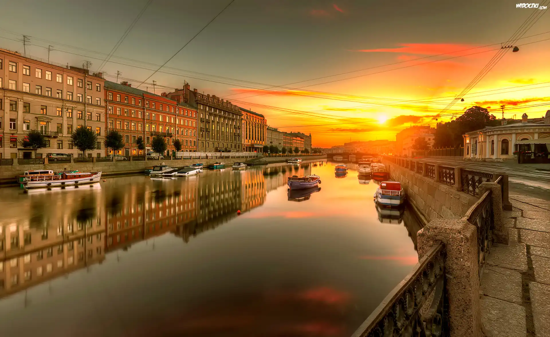 Sankt Petersburg, Rosja, Most, Rzeka, Dom