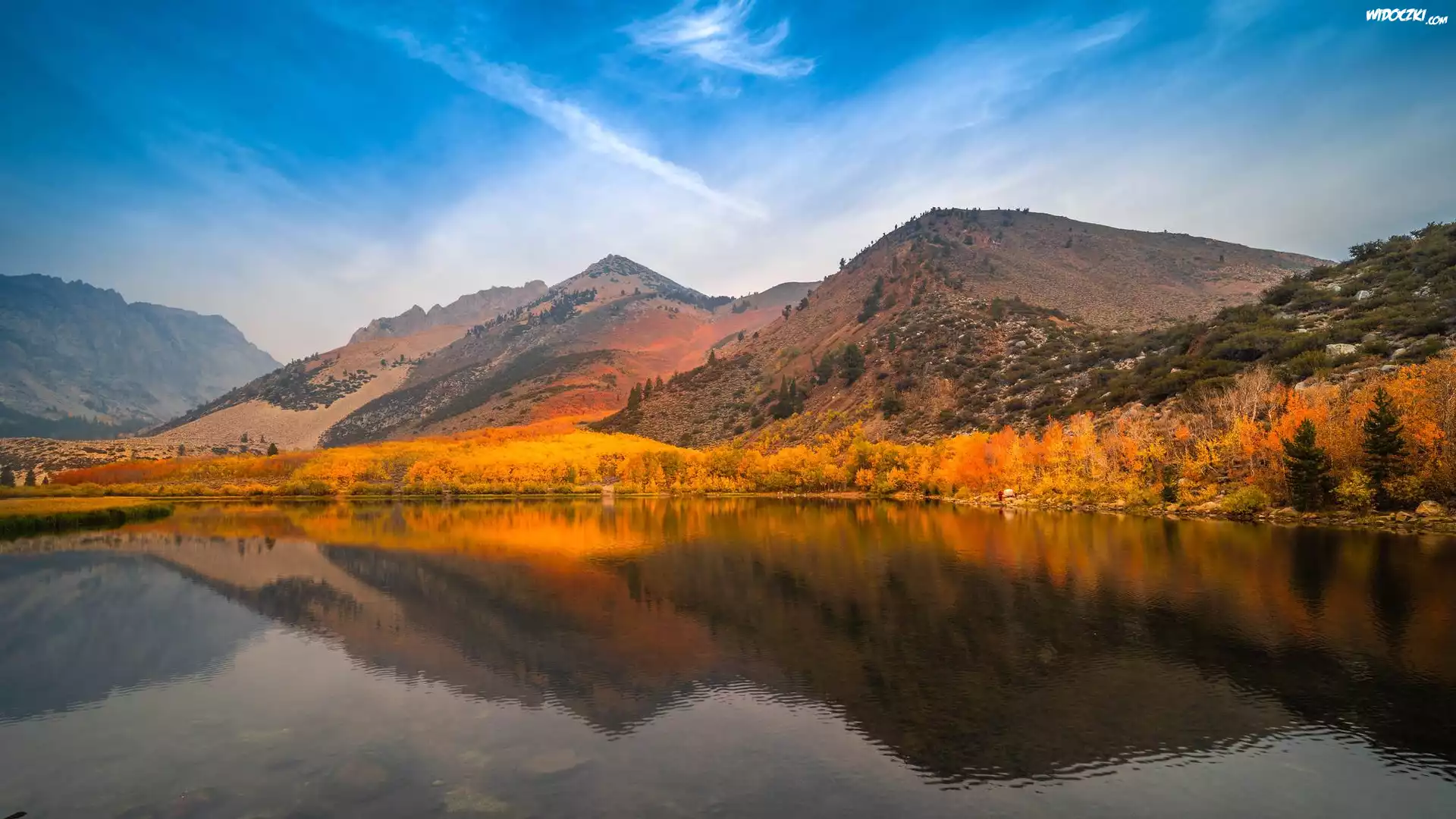 Region, Eastern Sierra, Góry, Jezioro, North Lake, Jesień, Kalifornia, Stany Zjednoczone