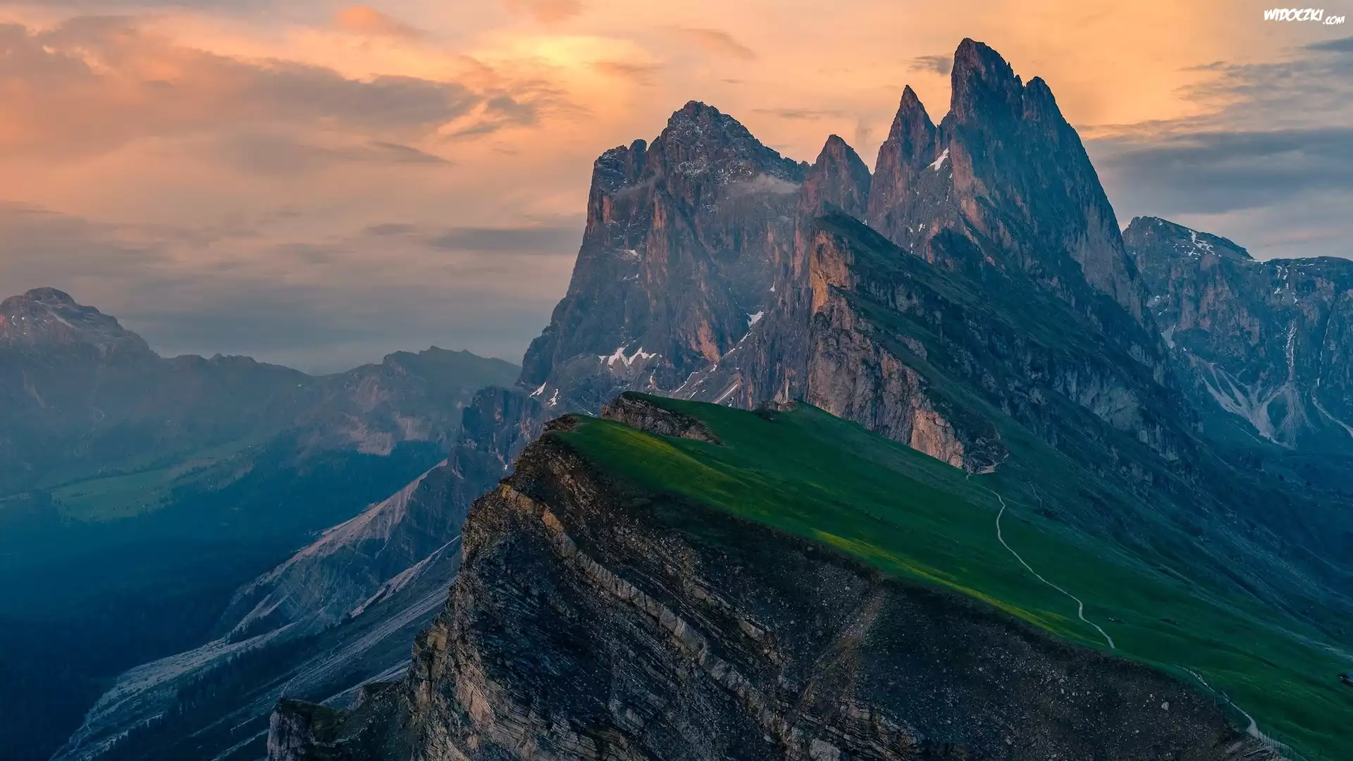 Włochy, Góry, Dolomity, Szczyt, Seceda, Południowy Tyrol, Skały