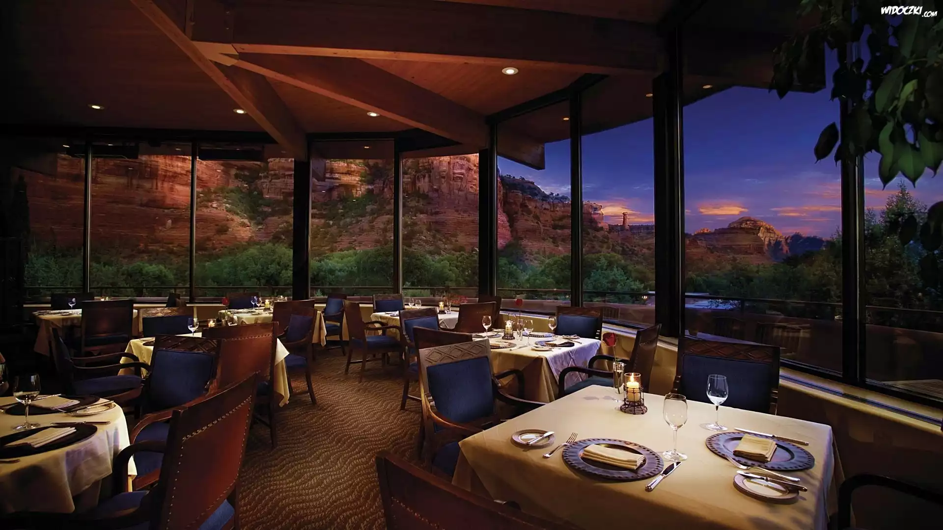 Restauracja, Skały, Zachód Słońca, Sedona, Arizona, USA