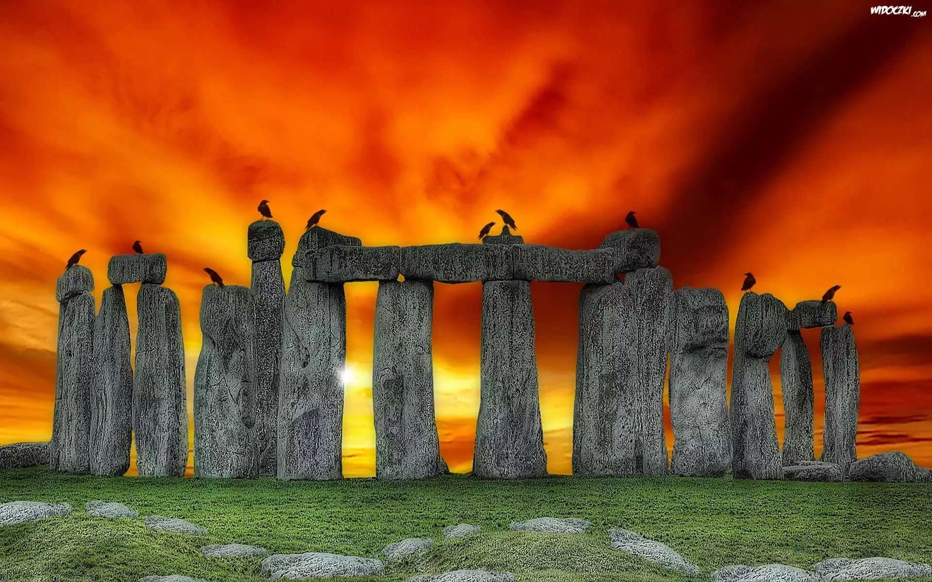 Zachód, Słońca, Stonehenge