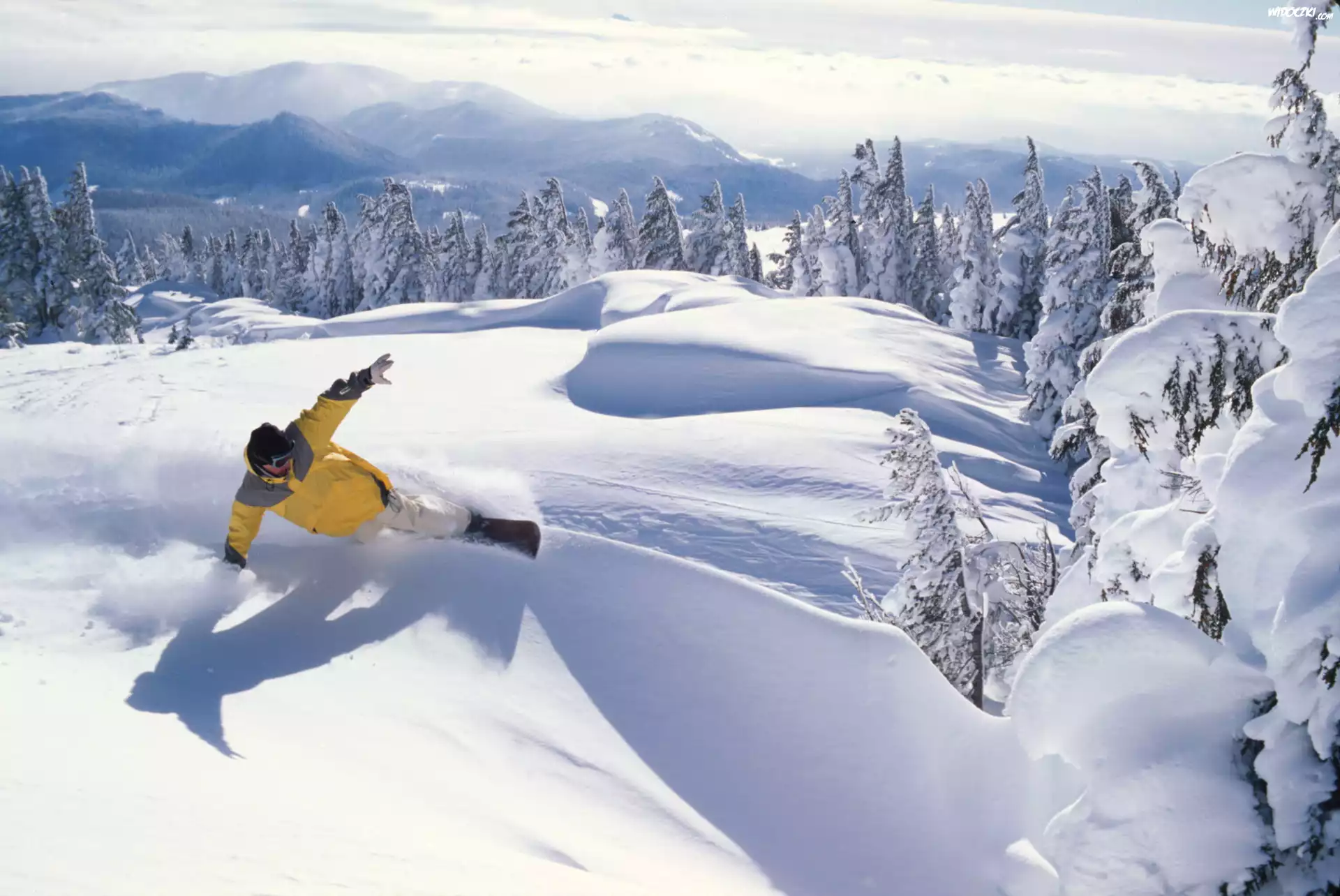 Snowbording,deska, snowboardzista , śnieg