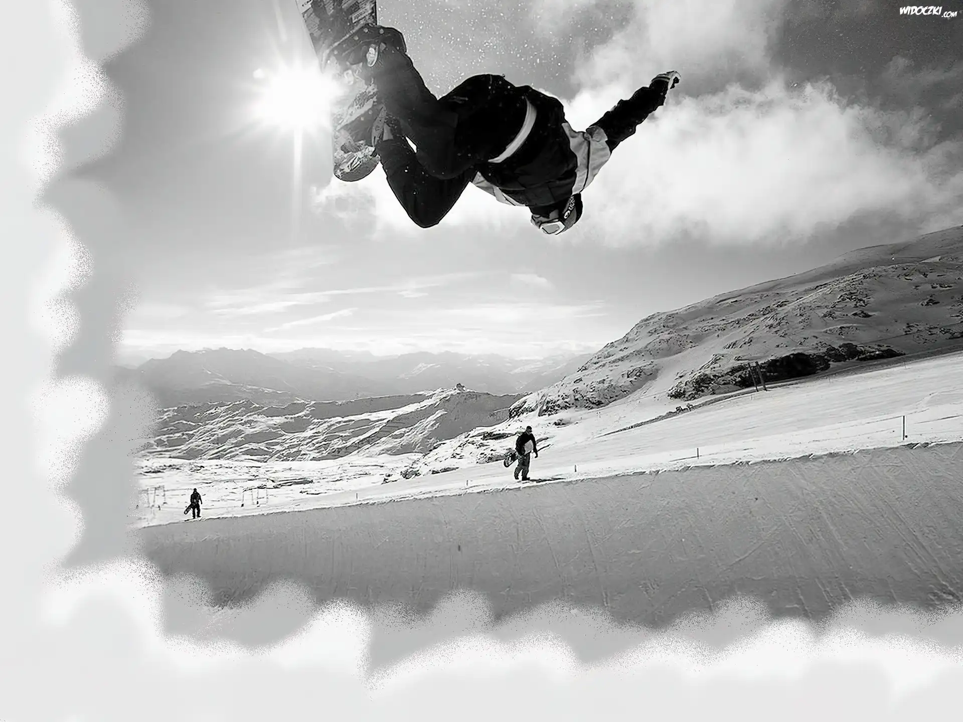 Snowbording,deska ,śnieg, zima , słońce