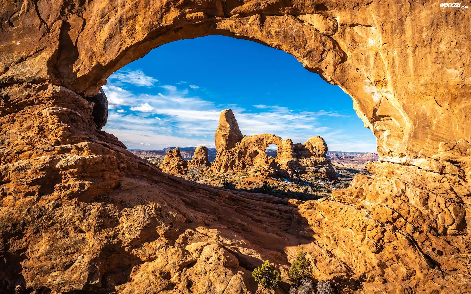 Stany Zjednoczone, Utah, Park Narodowy Arches, Skały, Formacja skalna, Turret Arch, Łuki, Skalne