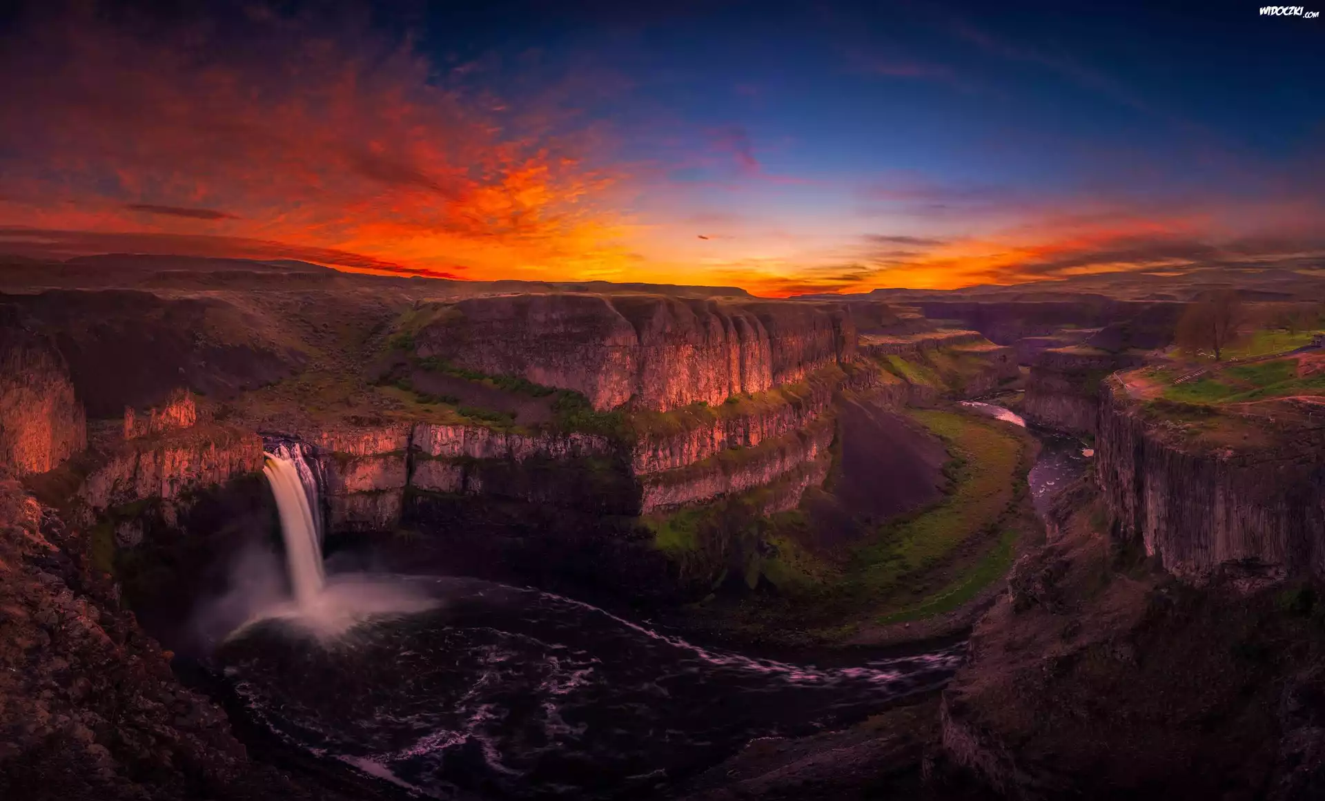 Stany Zjednoczone, Stan Waszyngton, Park Stanowy, Wodospad Palouse Falls, Wyżyna Kolumbii, Rzeka Snake