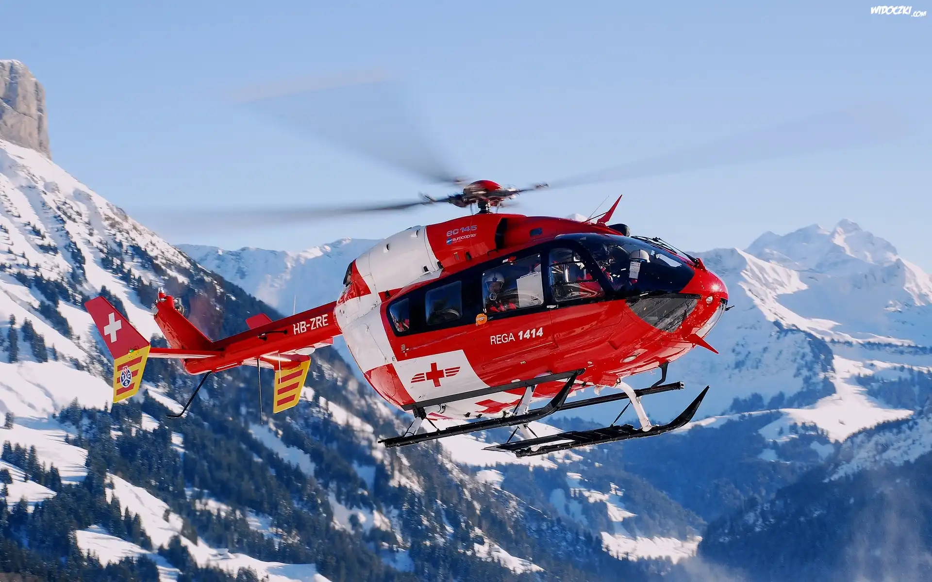 Szwajcaria, Góry, Helikopter, Zima