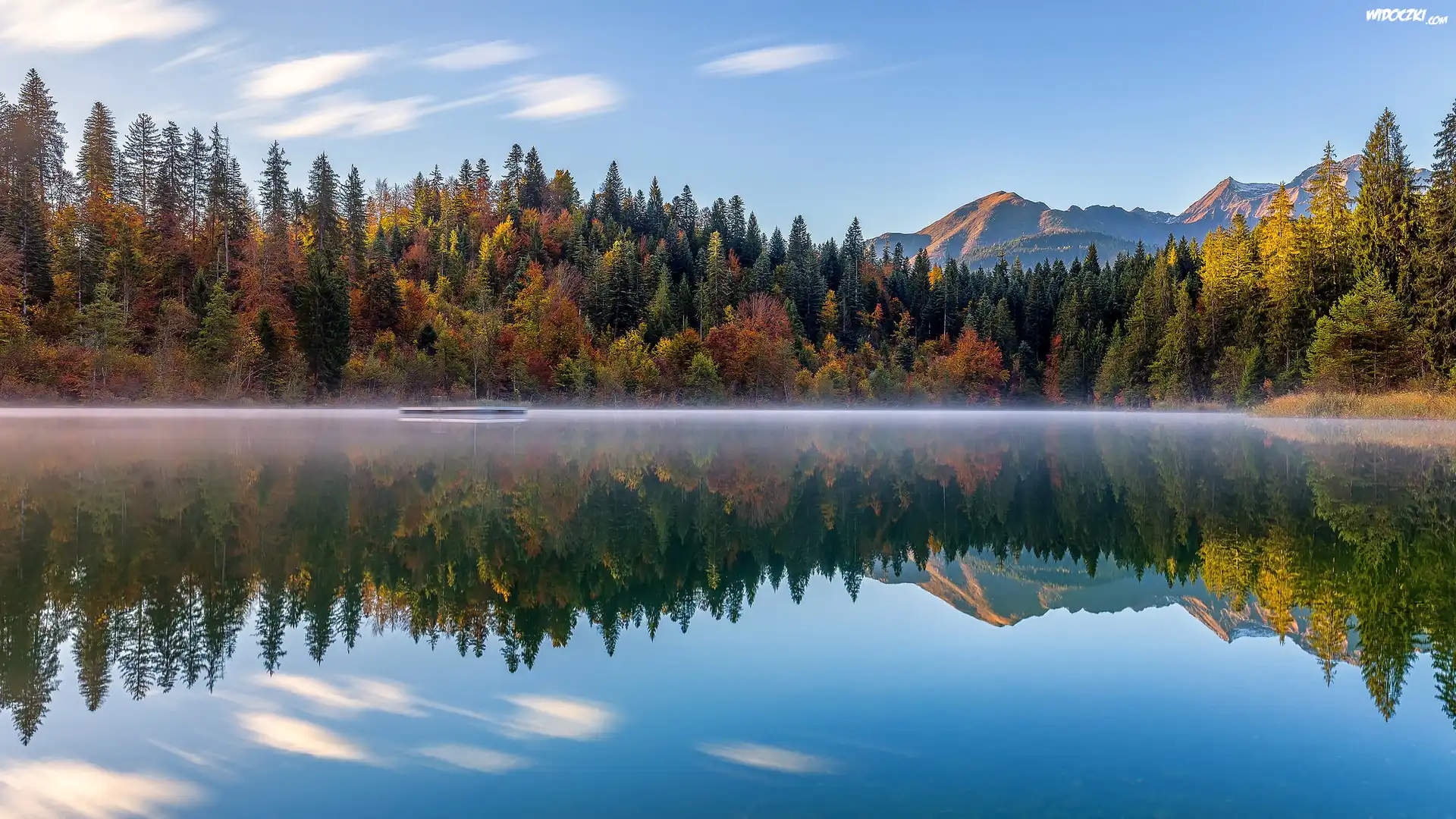 Jezioro, Lake Cresta, Góry, Las, Drzewa, Jesień, Kanton Gryzonia, Szwajcaria