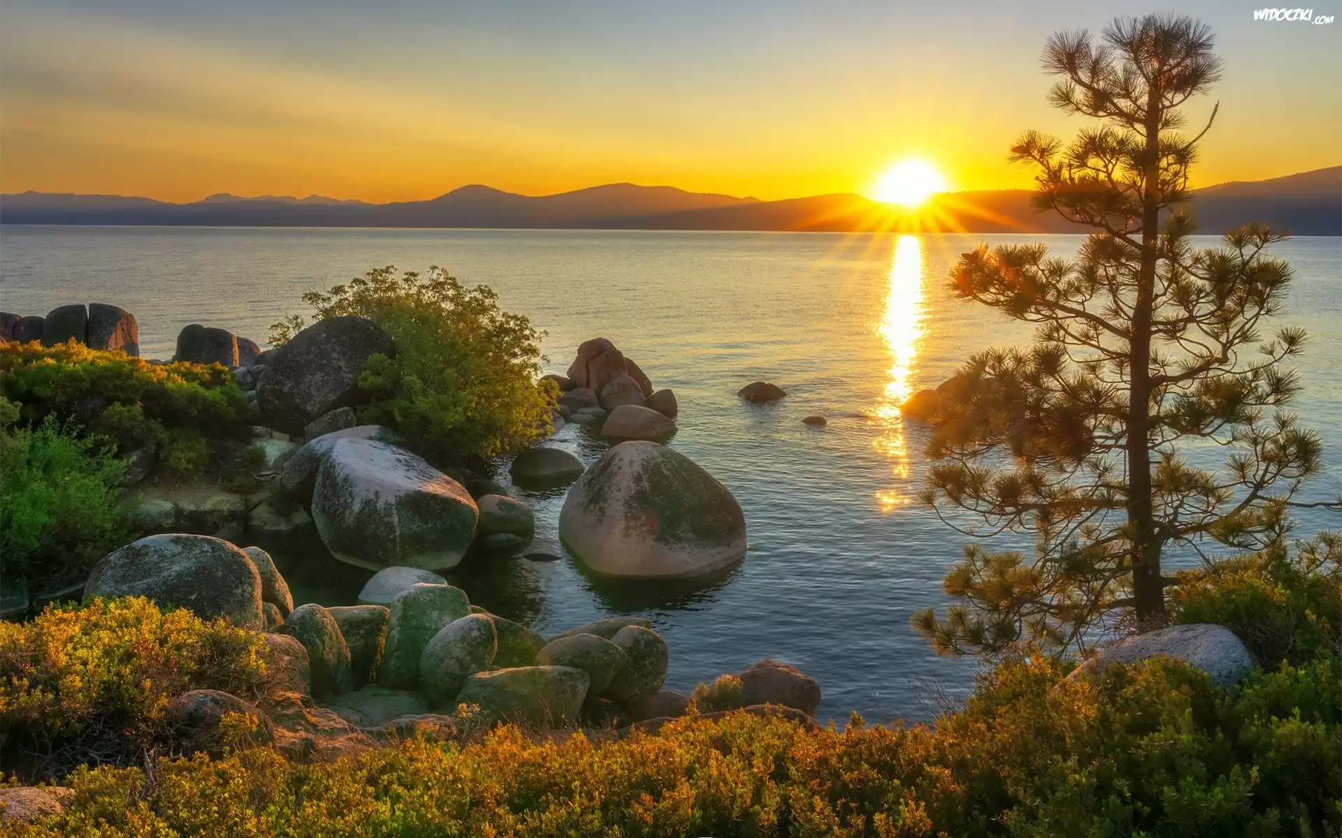 Stany Zjednoczone, Jezioro Tahoe, Nevada, Zachód słońca