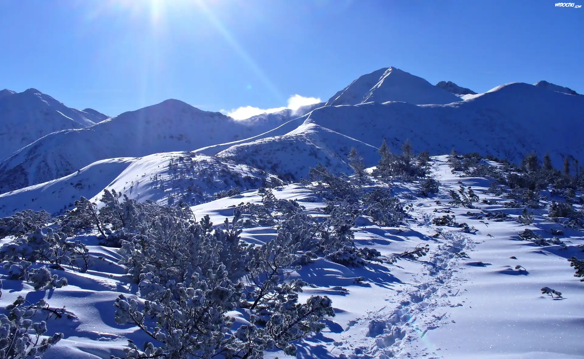 Tatry, Polska, Zima, Promienie Słońca