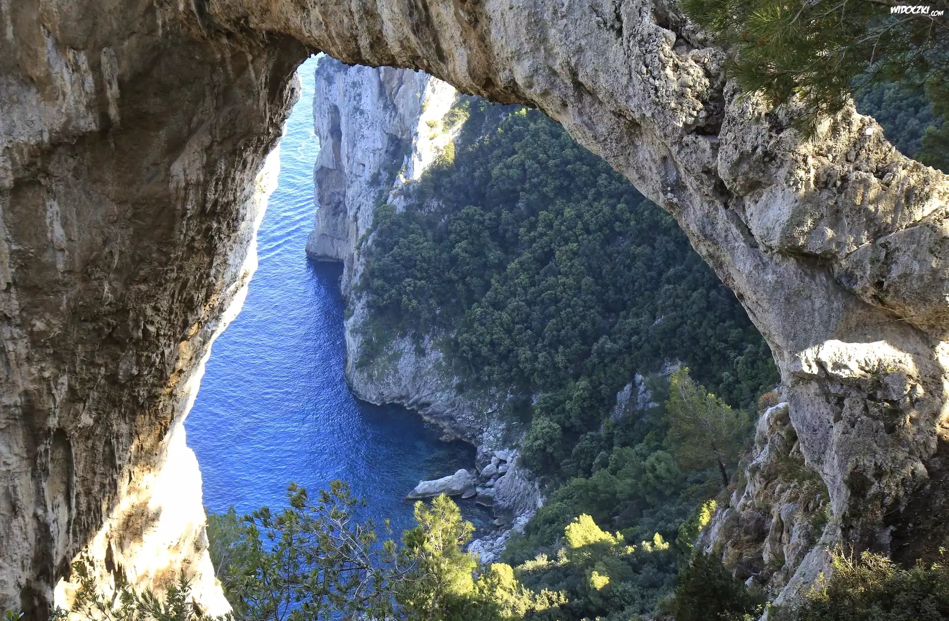 Skały, Łuk skalny Arco Naturale, Morze, Capri, Włochy