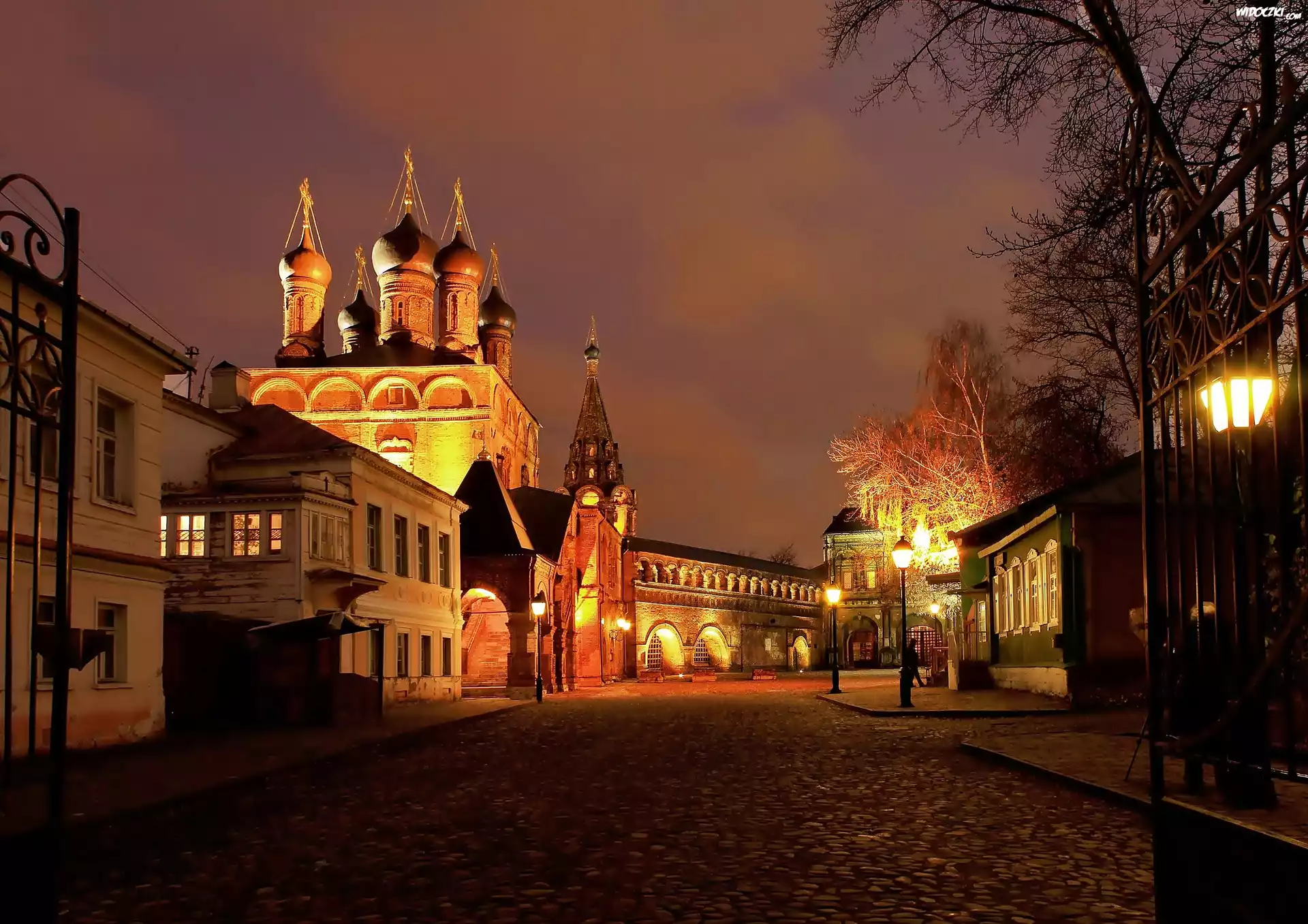 Ulica, Wieczór, Oświetlona, Cerkiew