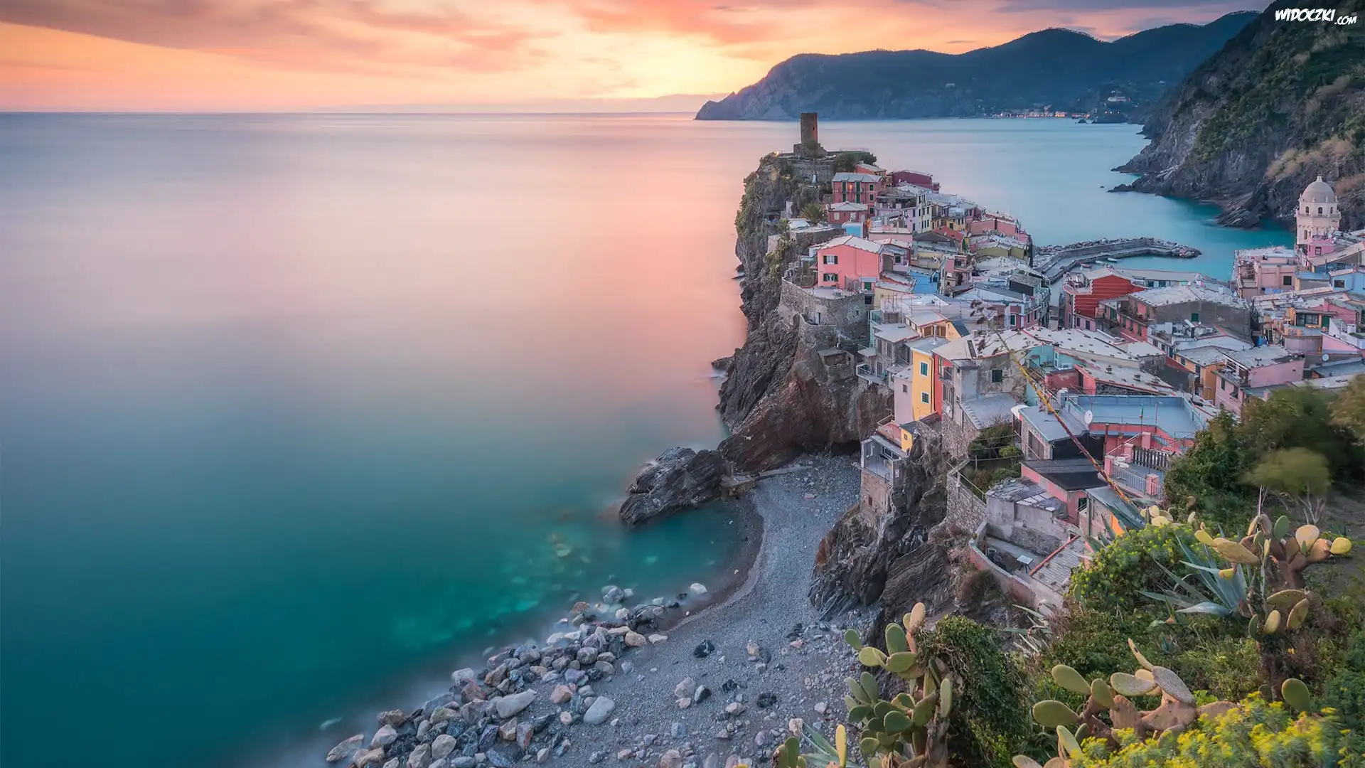 Włochy, Vernazza, Cinque Terre, Wybrzeże, Morze, Domy