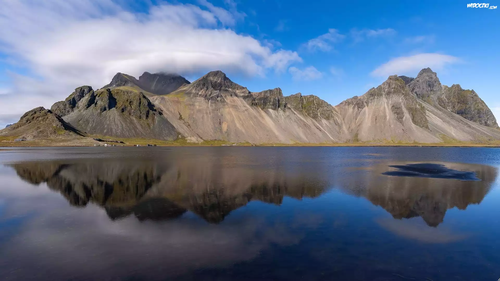 Góry, Vestrahorn, Morze, Odbicie, Islandia