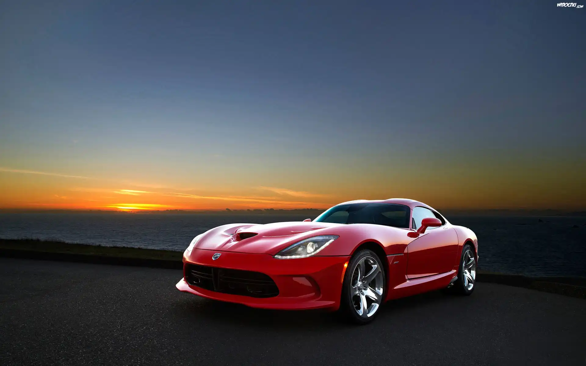 Dodge, Viper, SRT, Droga, Morze, Zachód, Słońca