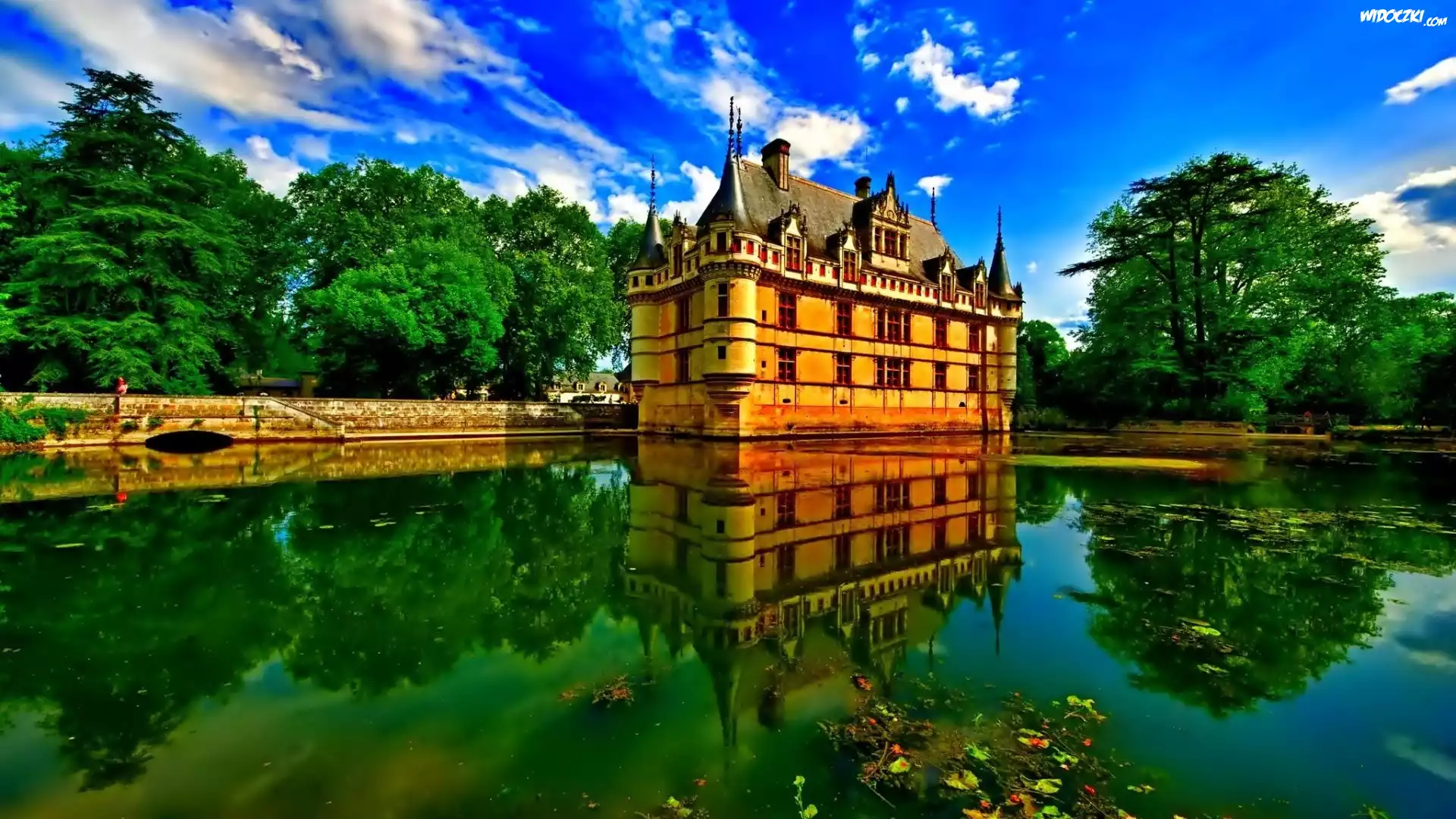 Zamek w Azay le Rideau, Azay, Francja, Rzeka Indre
