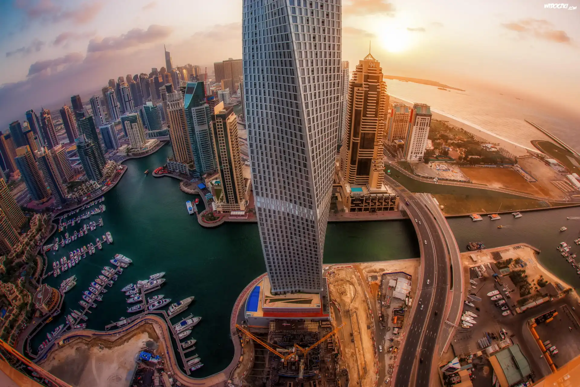 Dubaj, Wieżowiec, Cayan Tower, Widnokrąg, Z lotu ptaka