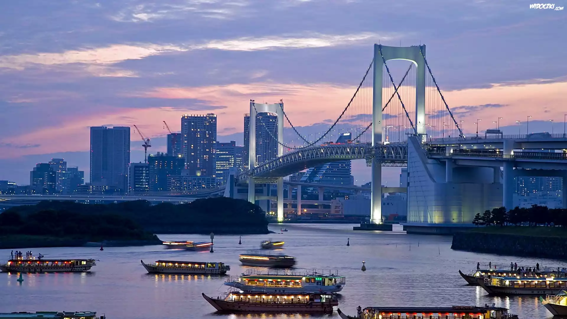 Åšwit, Panorama, Tokio, Most, Morze, Statki