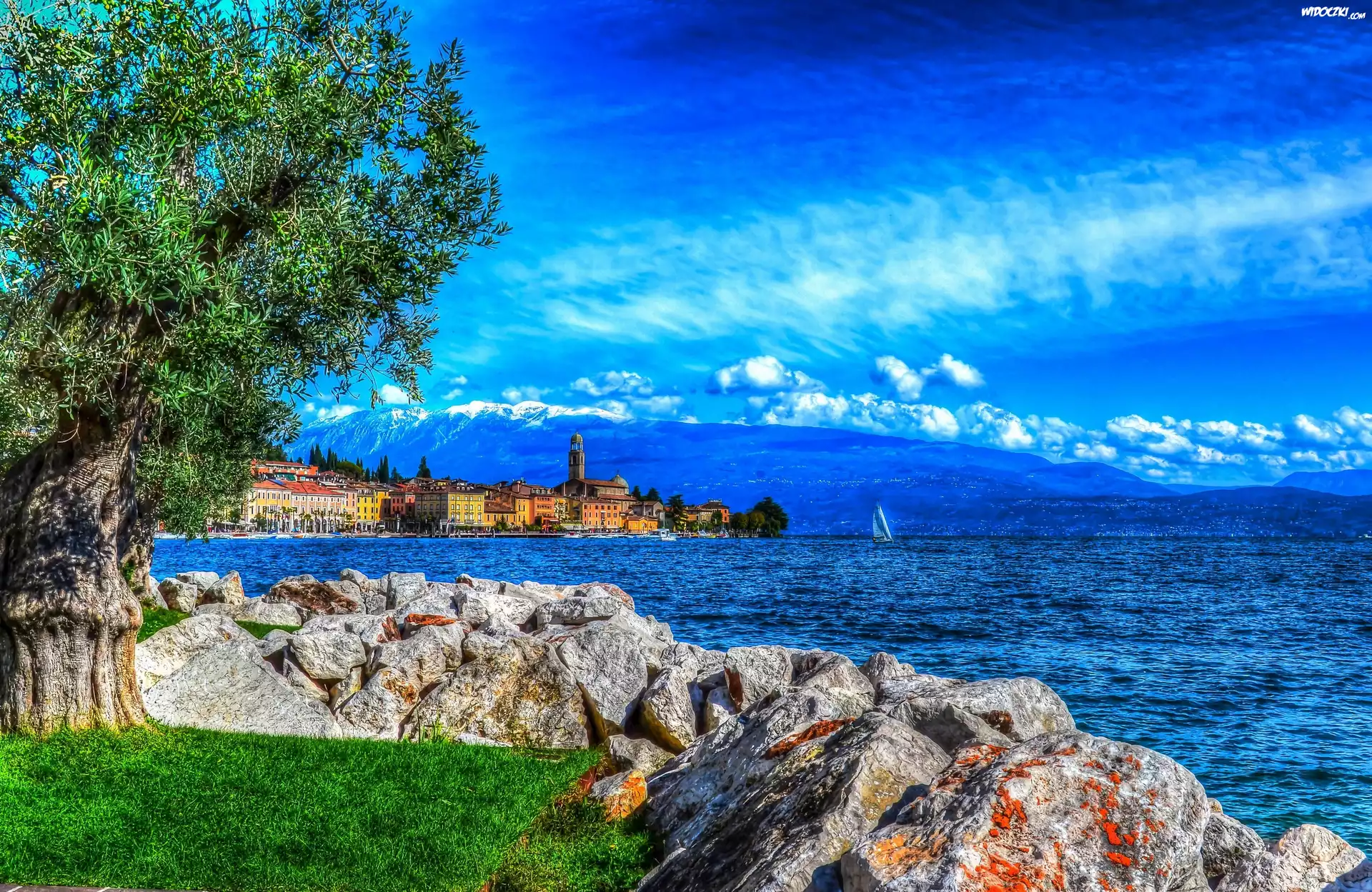 Włochy, Sorrento, Góry, Jezioro