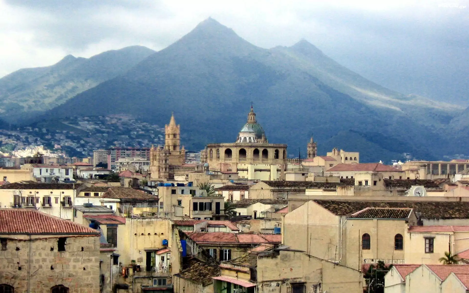 Włochy, Palermo, Miasto, Góry