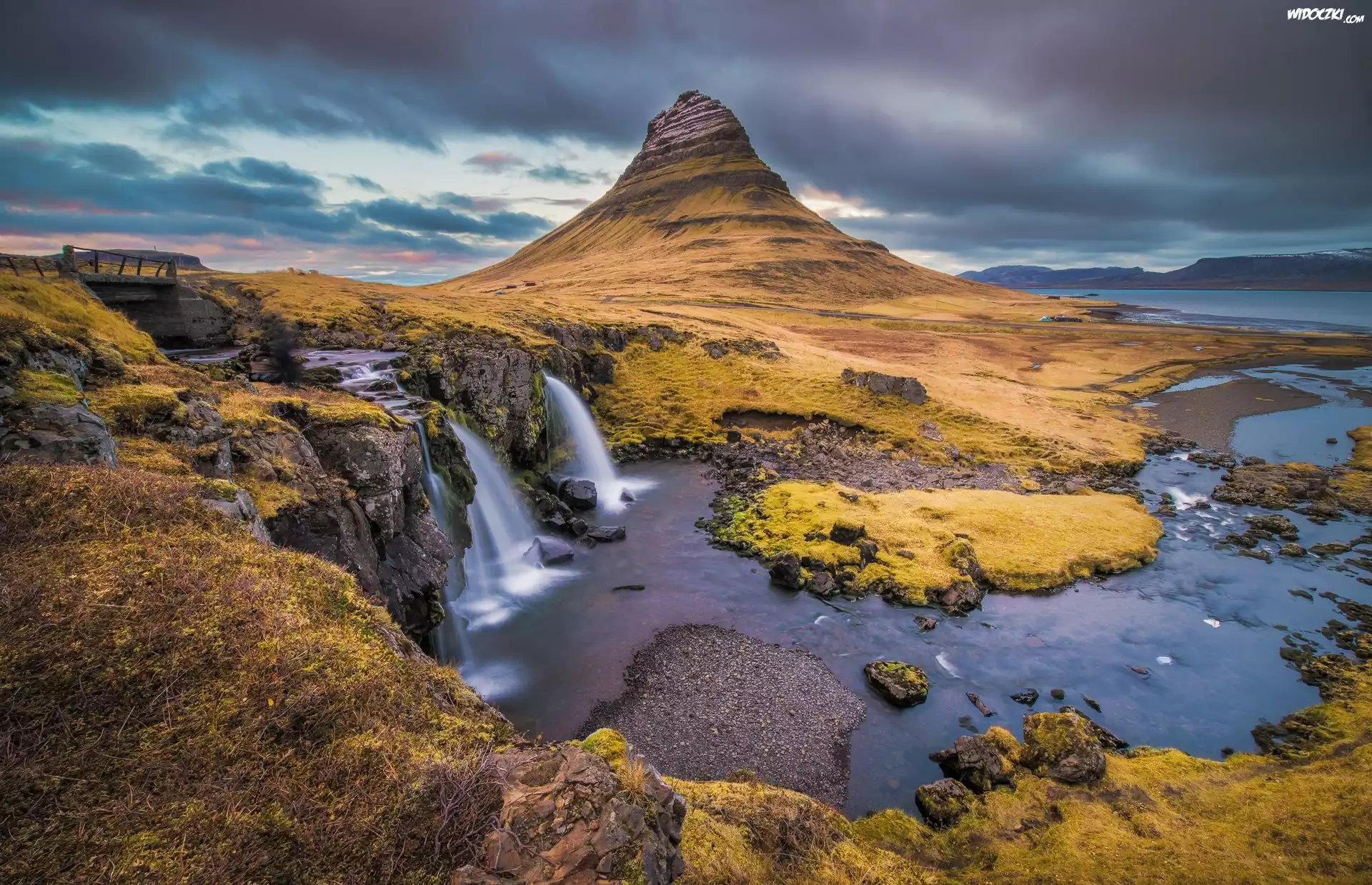 Wodospad, Góra, Jezioro, Islandia