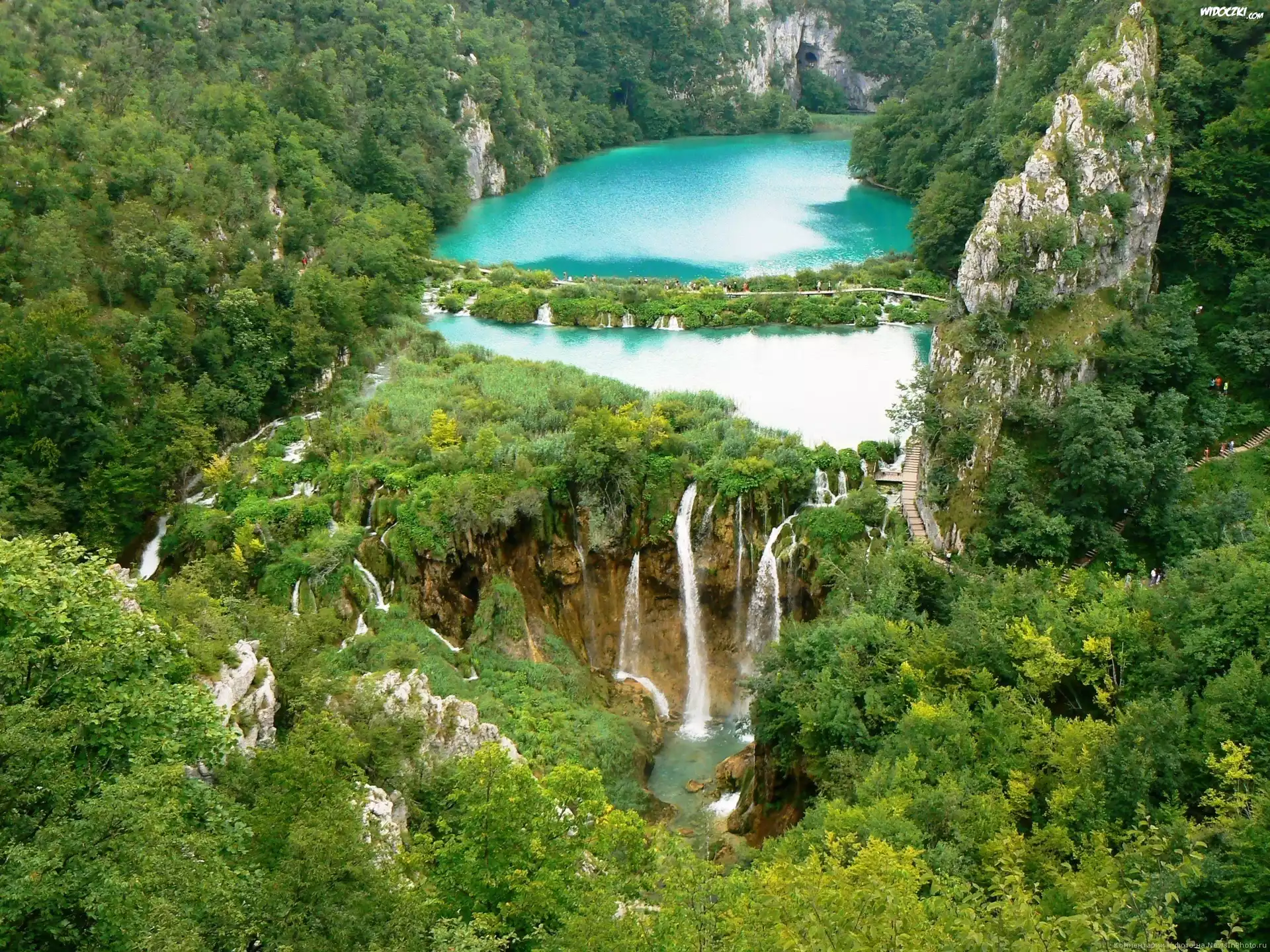 Wodospad, Drzewa, Plitvice, Chorwacja