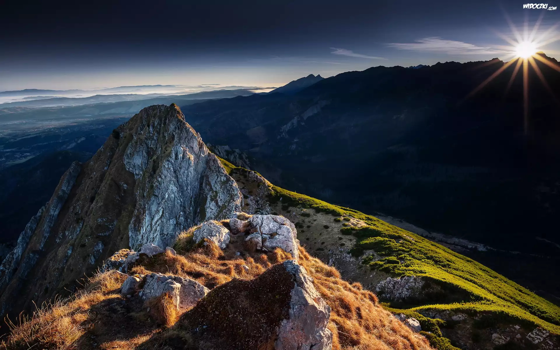 Wschód słońca, Góry, Tatry, Giewont, Polska