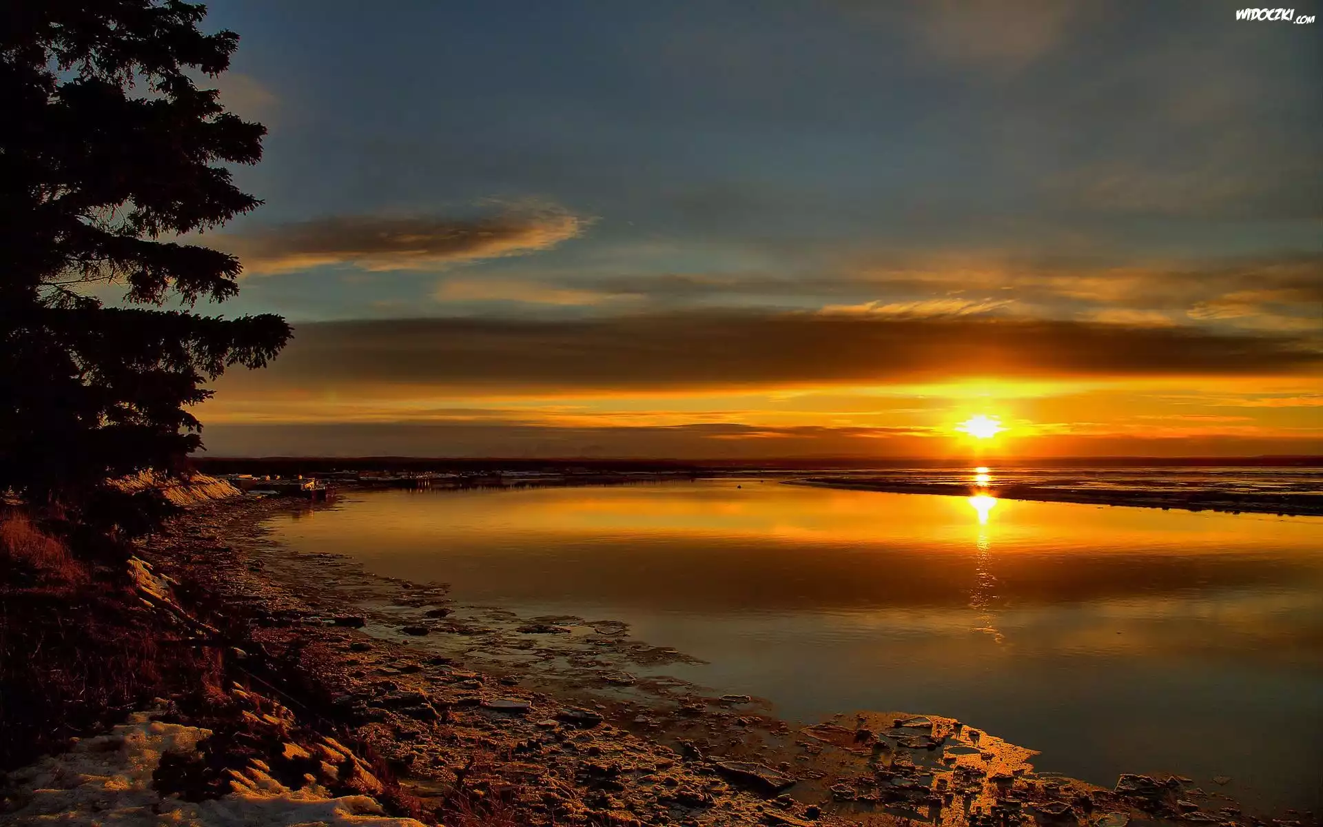 Wybrzeże, Zachód, Słońca, Alaska