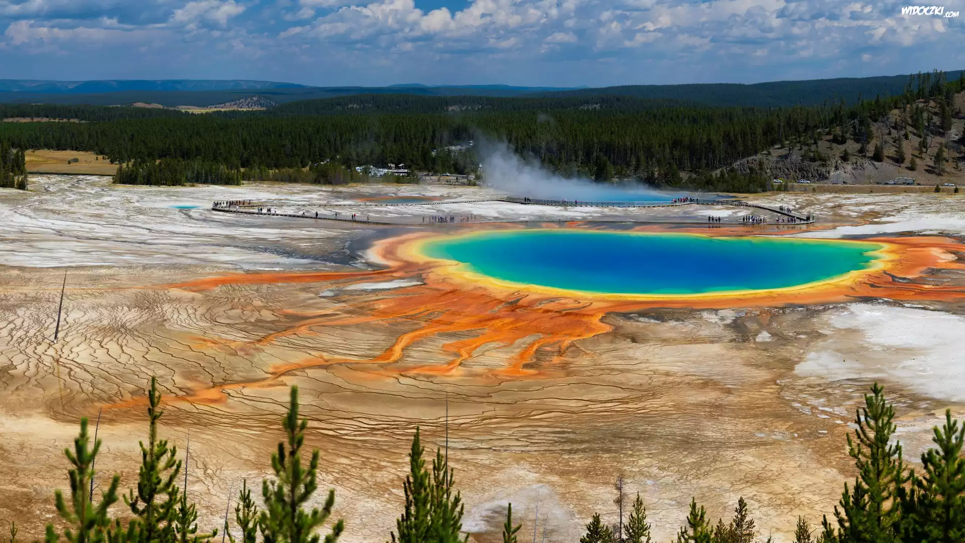 Park Narodowy Yellowstone, Gorące, Źródła, Grand Prismatic Spring, Jezioro, Stany Zjednoczone
