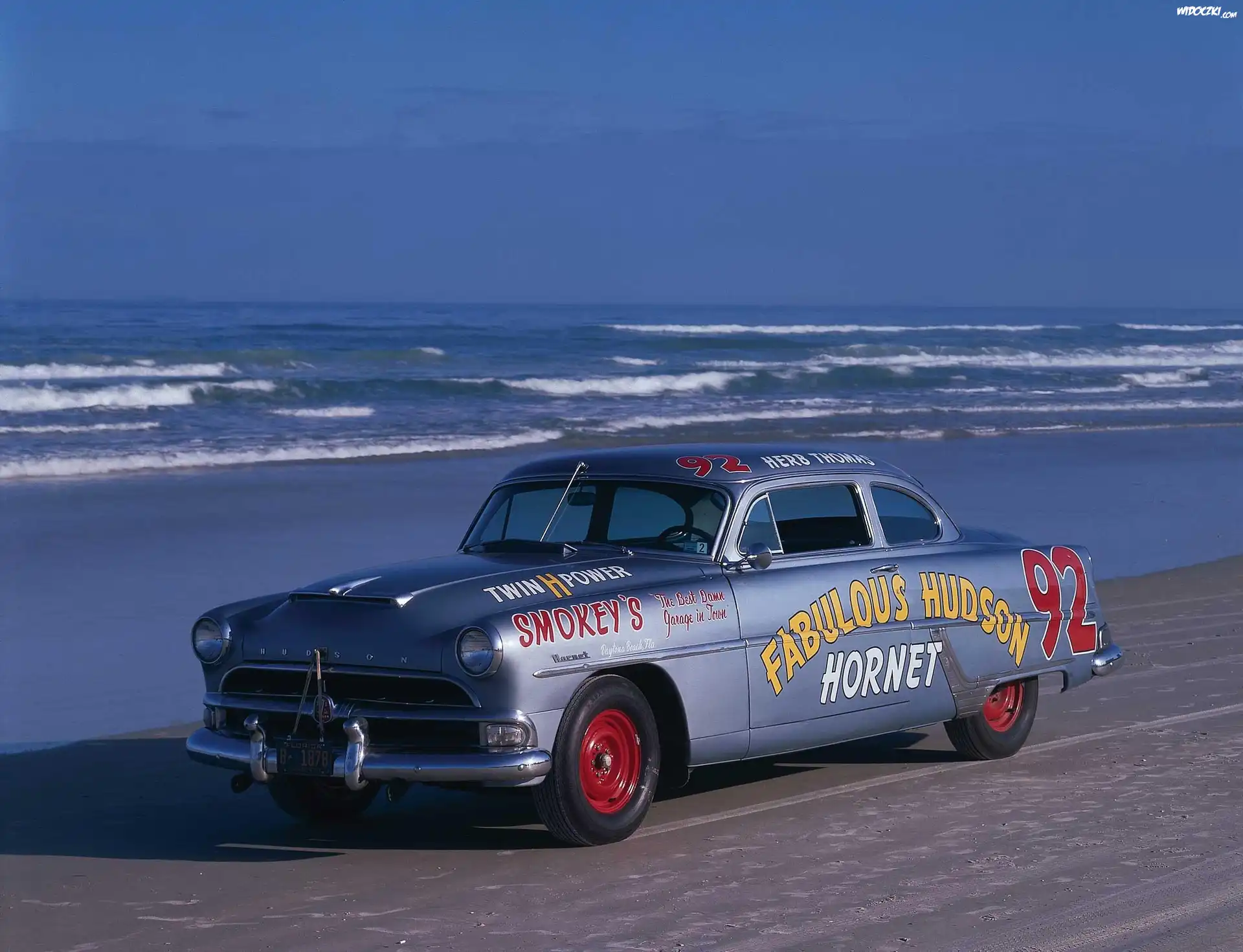 Zabytkowy, Hudson, Hornet, 1954, Morze, Plaża