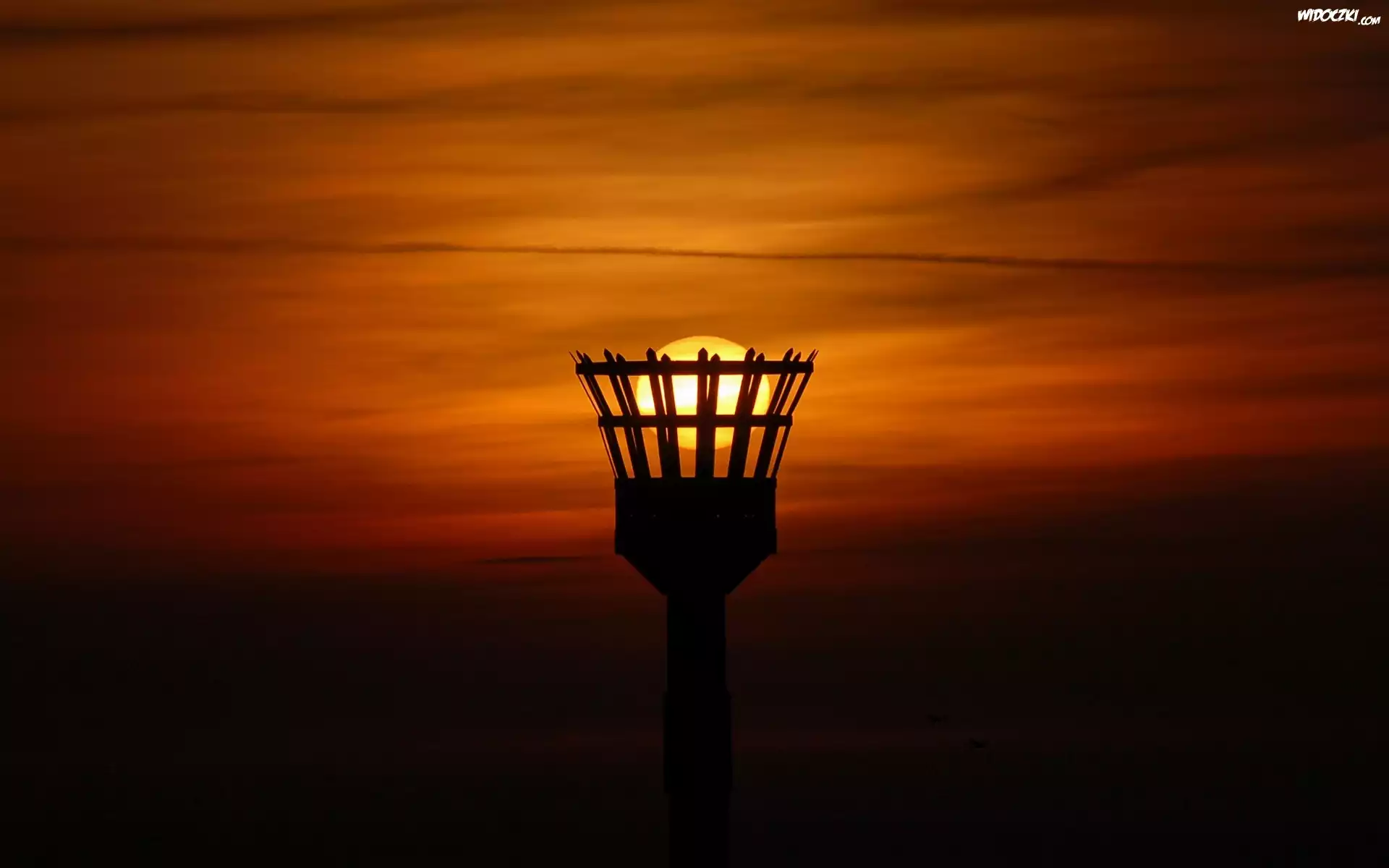 Zachód, Słońca, Słońce, Jako, Lampa