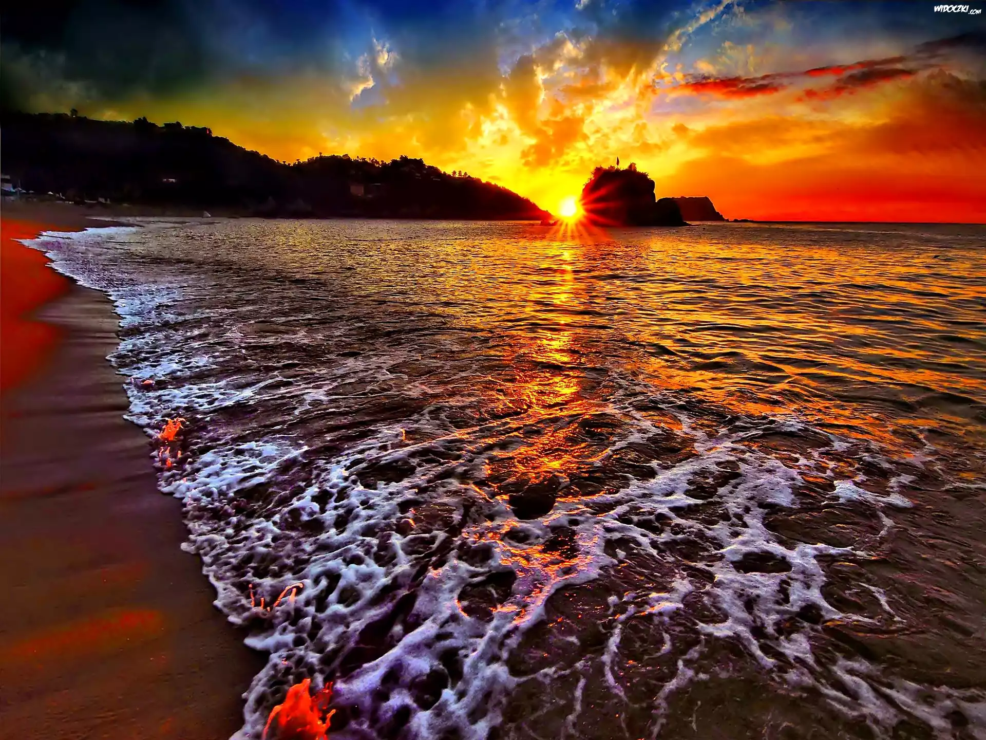 Zachód Słońca, Plaża, Morze