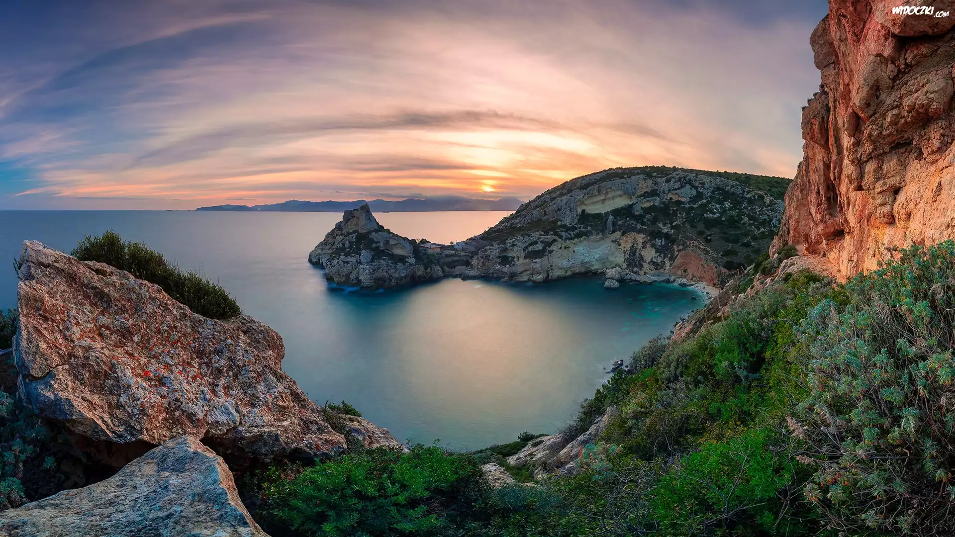 Morze, Półwysep, Skały, Zatoka Cagliari, Sardynia, Włochy