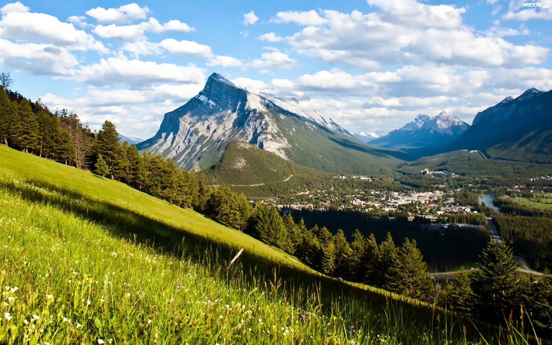 Kanada, Park Narodowy, Banff, Góry, Zbocze, Dolina, Miasto Banff