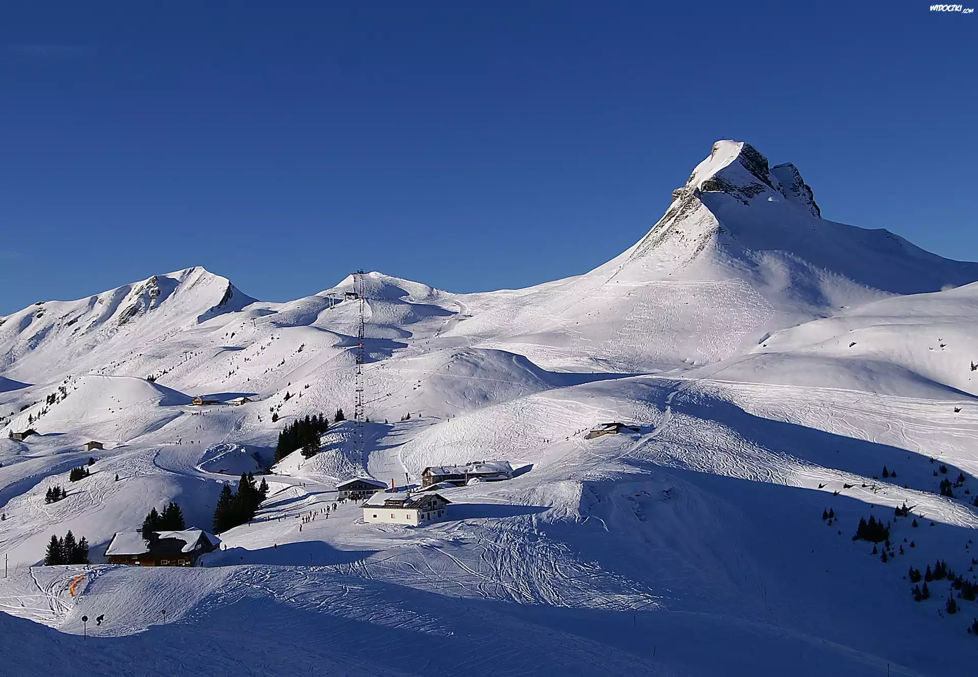 Zima, Góry, Śnieg, Damuls, Austria