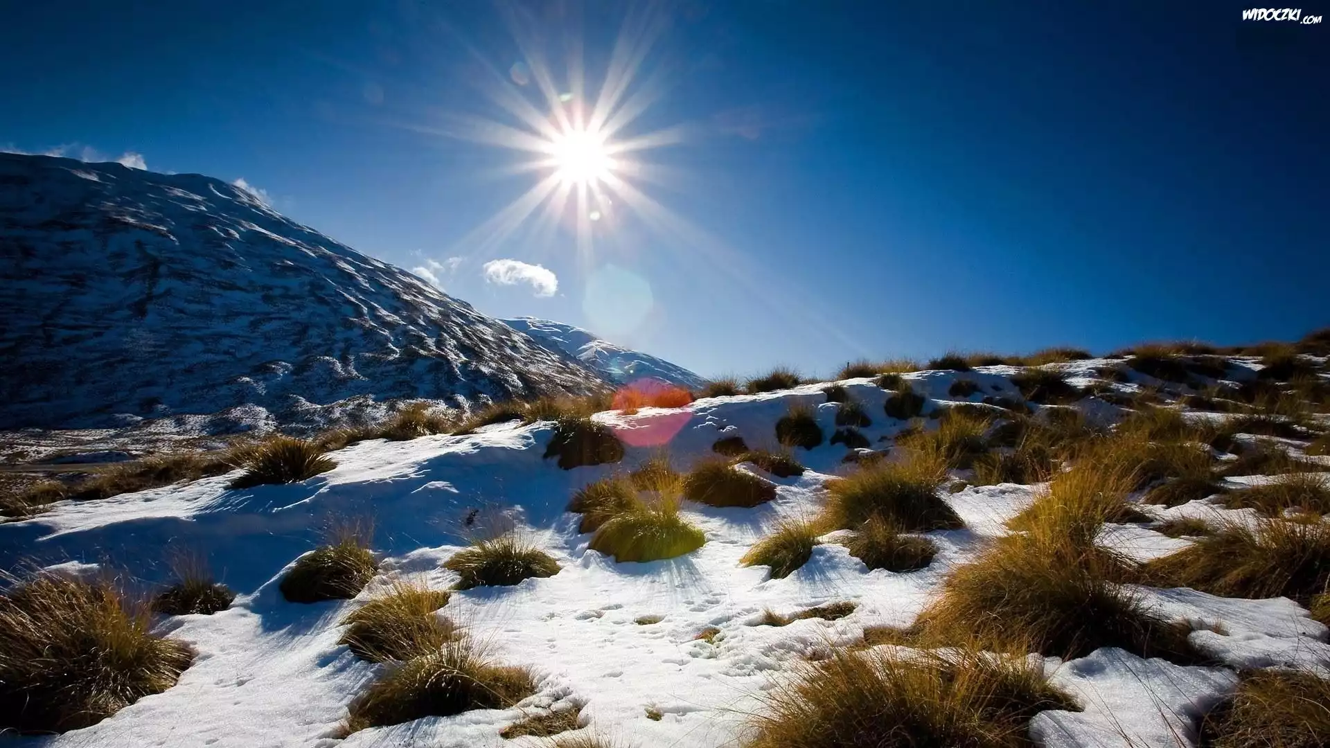 Zima, Góry, Przebijające, Światło, Nowa Zelandia