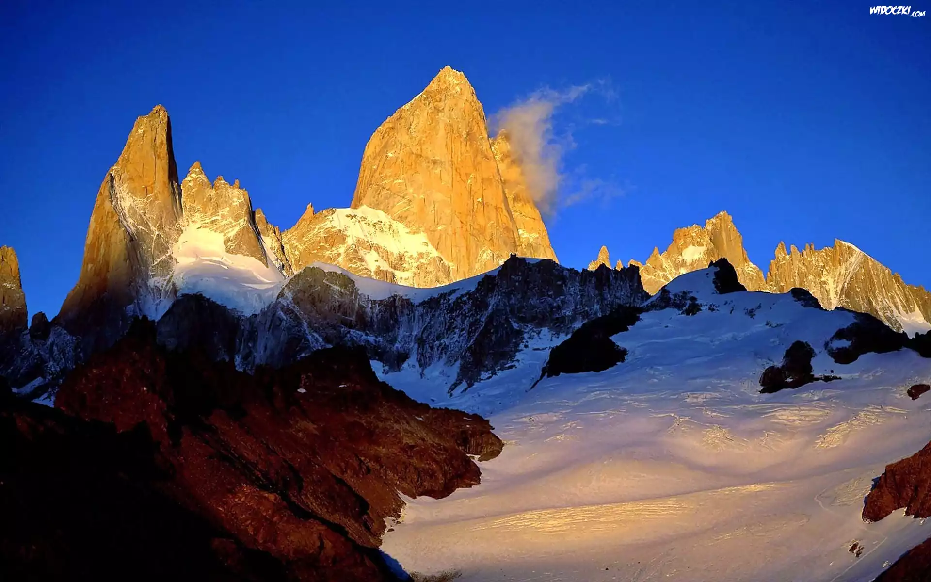 Zima, Góry, Szczyt, Fitz, Roy, Patagonia