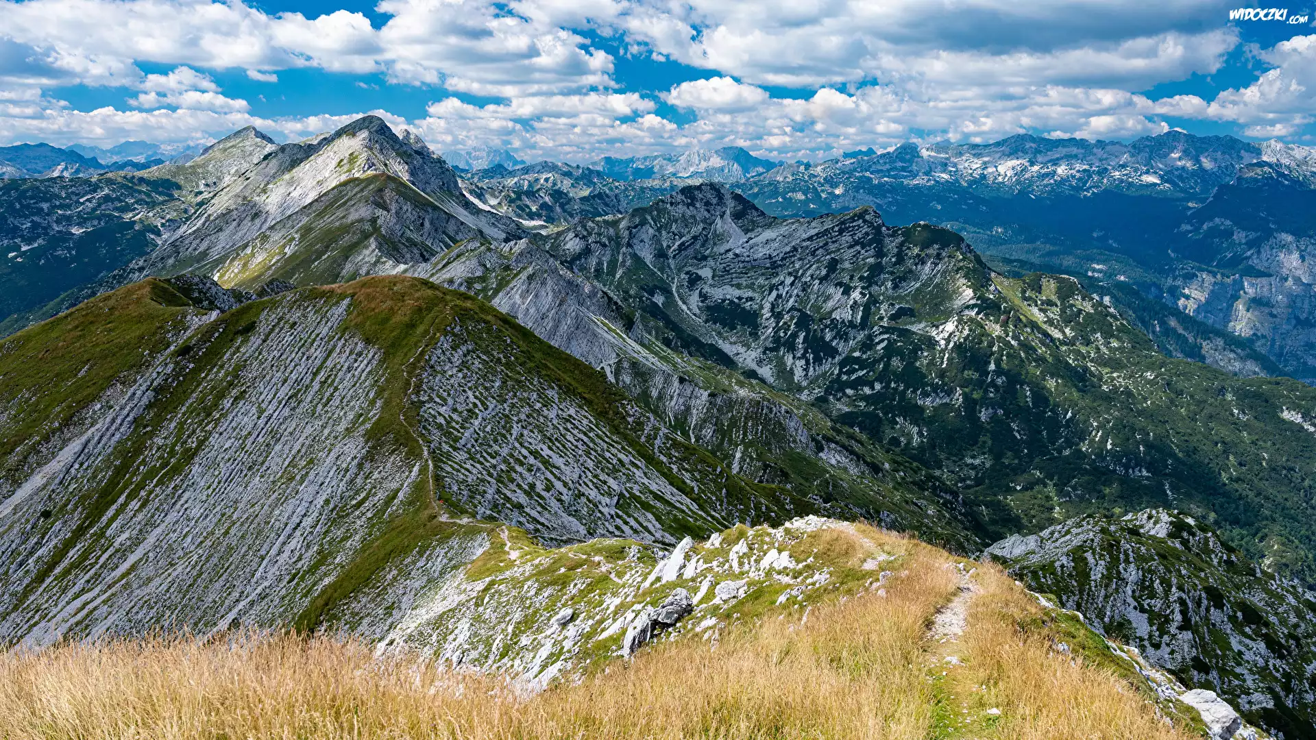 Góry, Zima, Śnieg, Niebo, Chmury