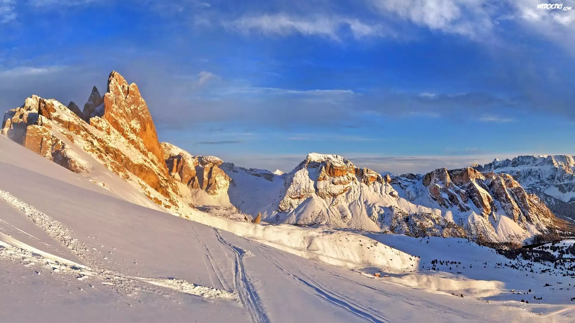 Zima, Włochy, Dolomity, Dolina, Val Gardena