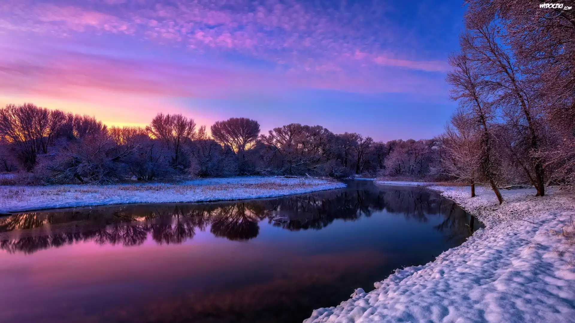 Zima, Drzewa, Rzeka, Granite Creek, Arizona, Stany Zjednoczone